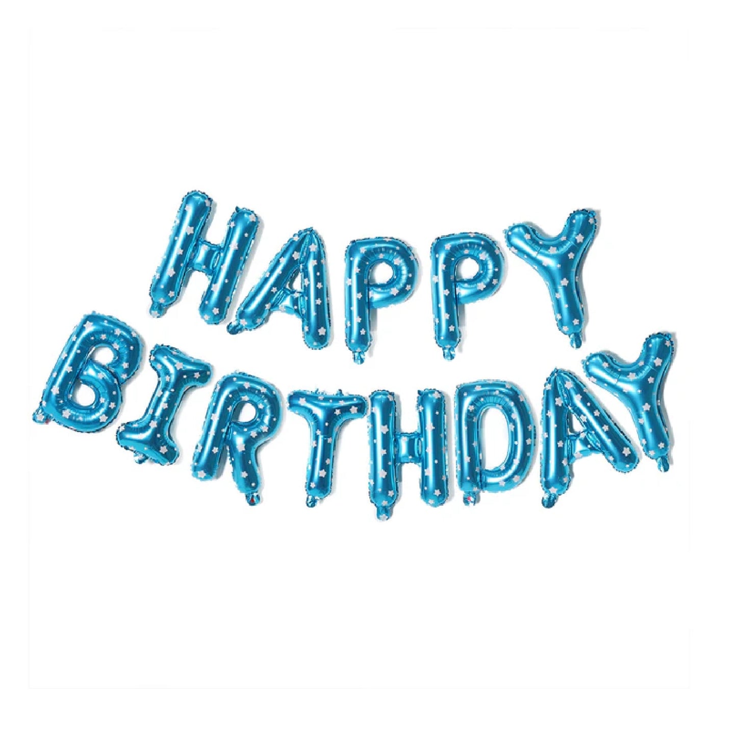 Happy Birthday Foil Balloon Banner Kit | Pack of 13 Letter, Blue Star