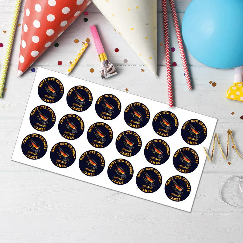 Adelaide Crows Cupcake Toppers Custom AFL Party Favor Set of 5