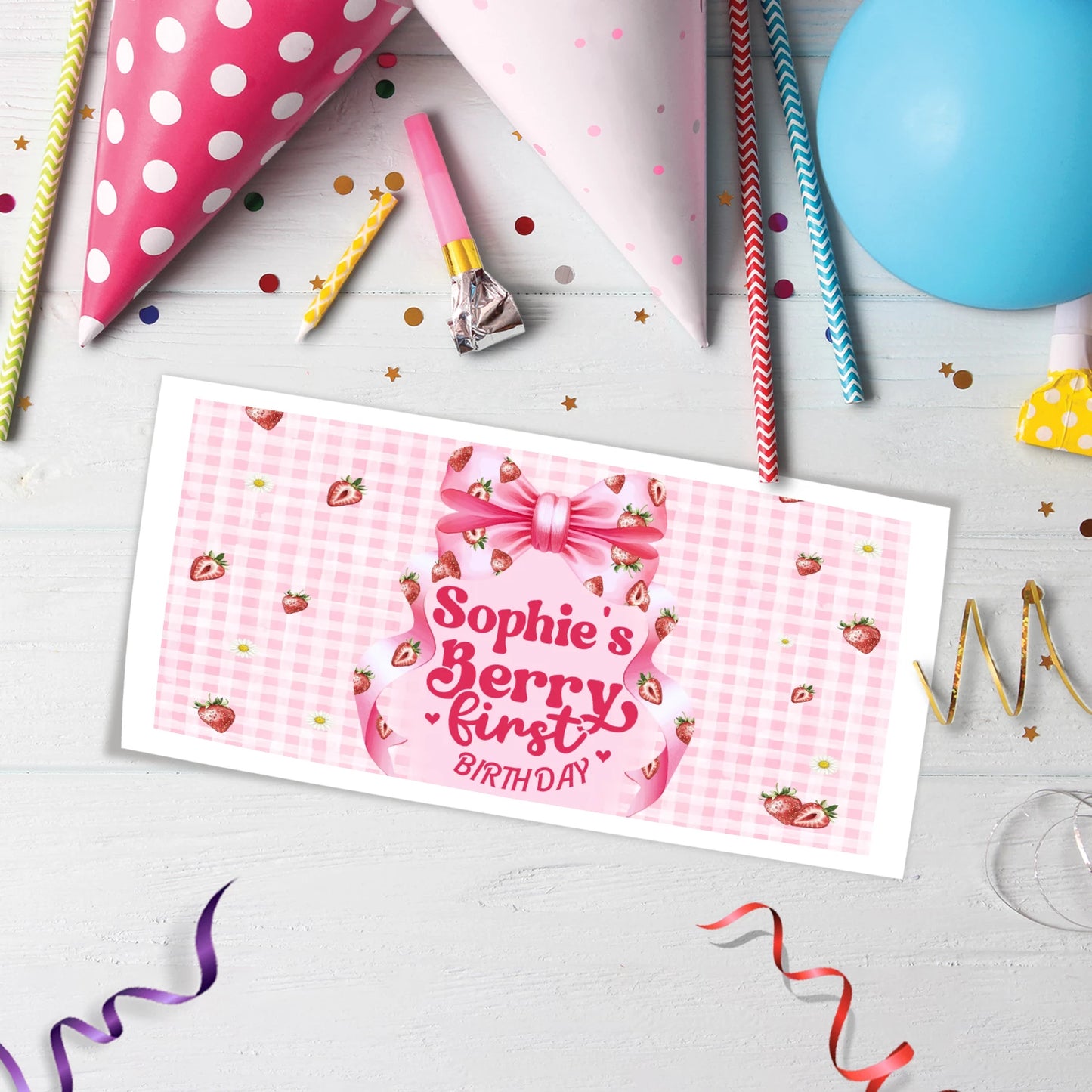 Strawberry Birthday Decorations, Girls Birthday Party Supplies, 1st Birthday Themed, Berry Digital Template, Editable Berry Strawberry Image SVG PNG