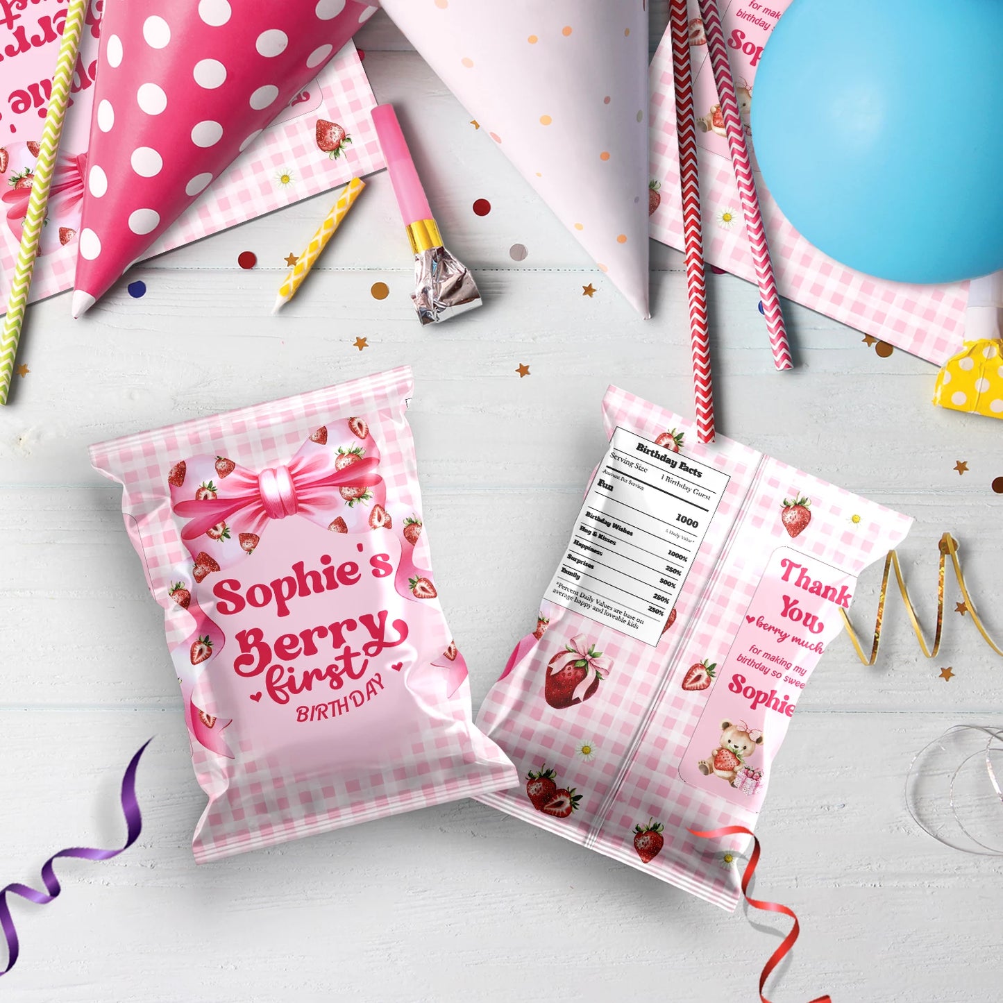 Strawberry Birthday Decorations, Girls Birthday Party Supplies, 1st Birthday Themed, Berry Digital Template, Editable Berry Strawberry Image SVG PNG