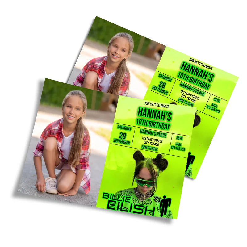 Billie Eilish Personalized Photo Card Invitations