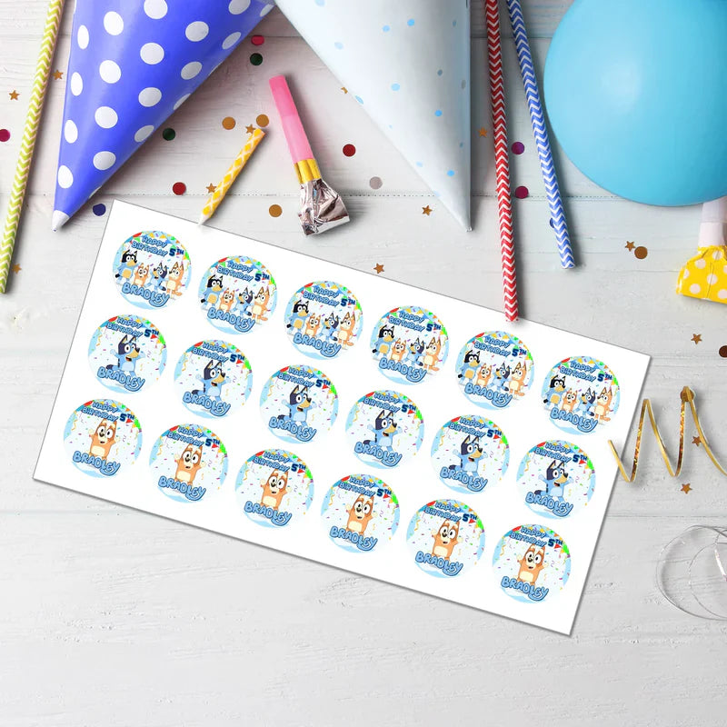 Bluey Personalized Cupcakes Toppers