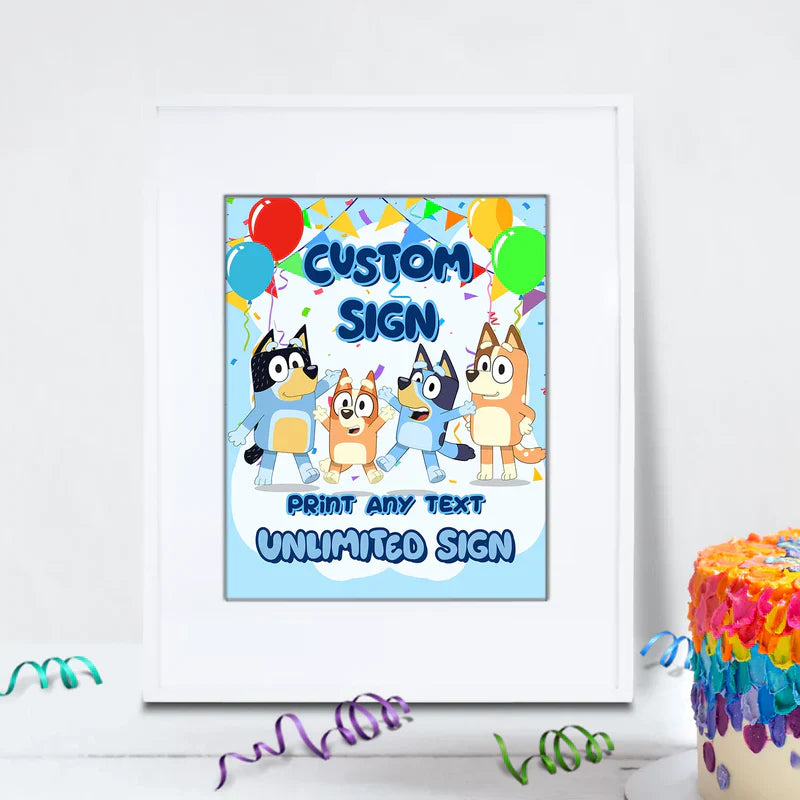 Bluey Birthday Decorations, Bluey and Bingo Party Supplies, Bluey Themed, Bluey Digital Template, Editable Bluey Image SVG PNG