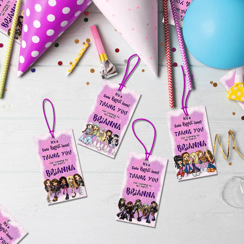 Bratz Birthday Decorations, Fashion Doll Party Supplies, Bratz Cloe Themed, Yasmin, Jade, Sasha Digital Template, Editable Bratz Image SVG PNG