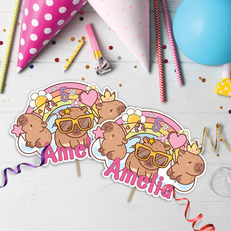 Capybara Birthday Decorations, capybara pets Party Supplies, tropical vibes Themed, Capybara Digital Template, Editable Capybara Image SVG PNG