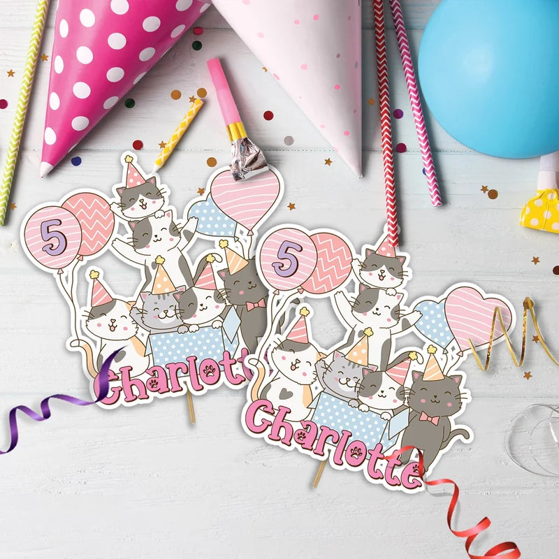 Cool Cats & Kittens Birthday Decorations, Cute Cat Party Supplies, Cat Lover Themed, Kitten Digital Template, Editable Cats & Kittens Image SVG PNG