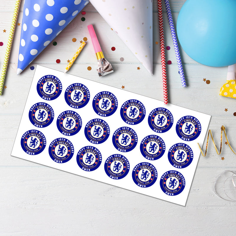 Chelsea FC Personalized Cupcakes Toppers - A Sweet Addition to Your Party