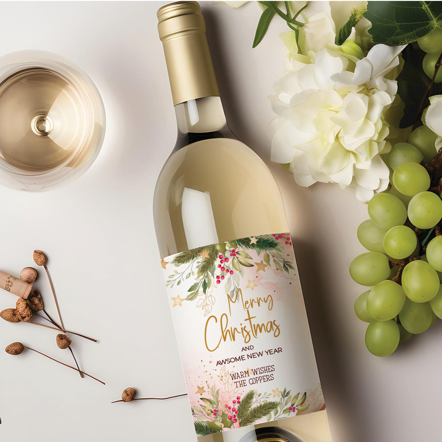 Personalised Christmas Wine Label