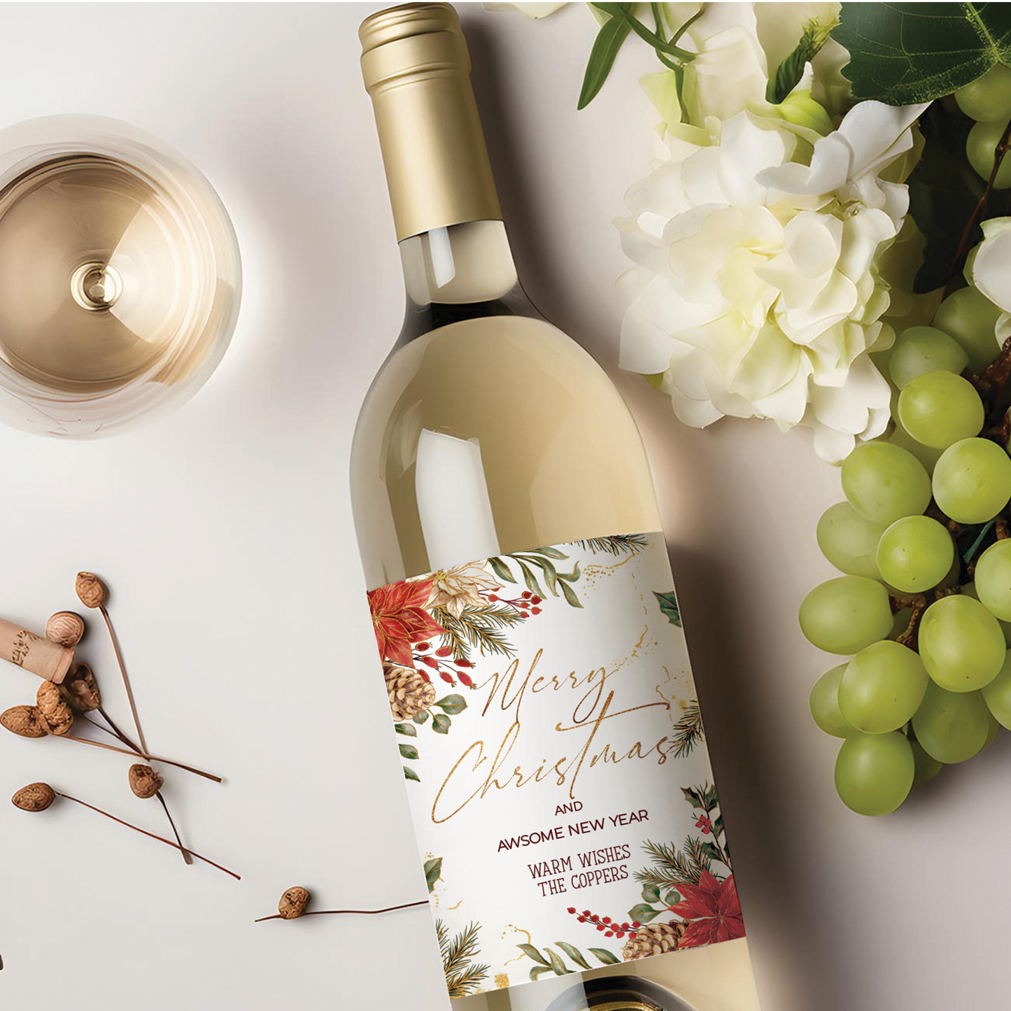 Personalised Christmas Wine Label