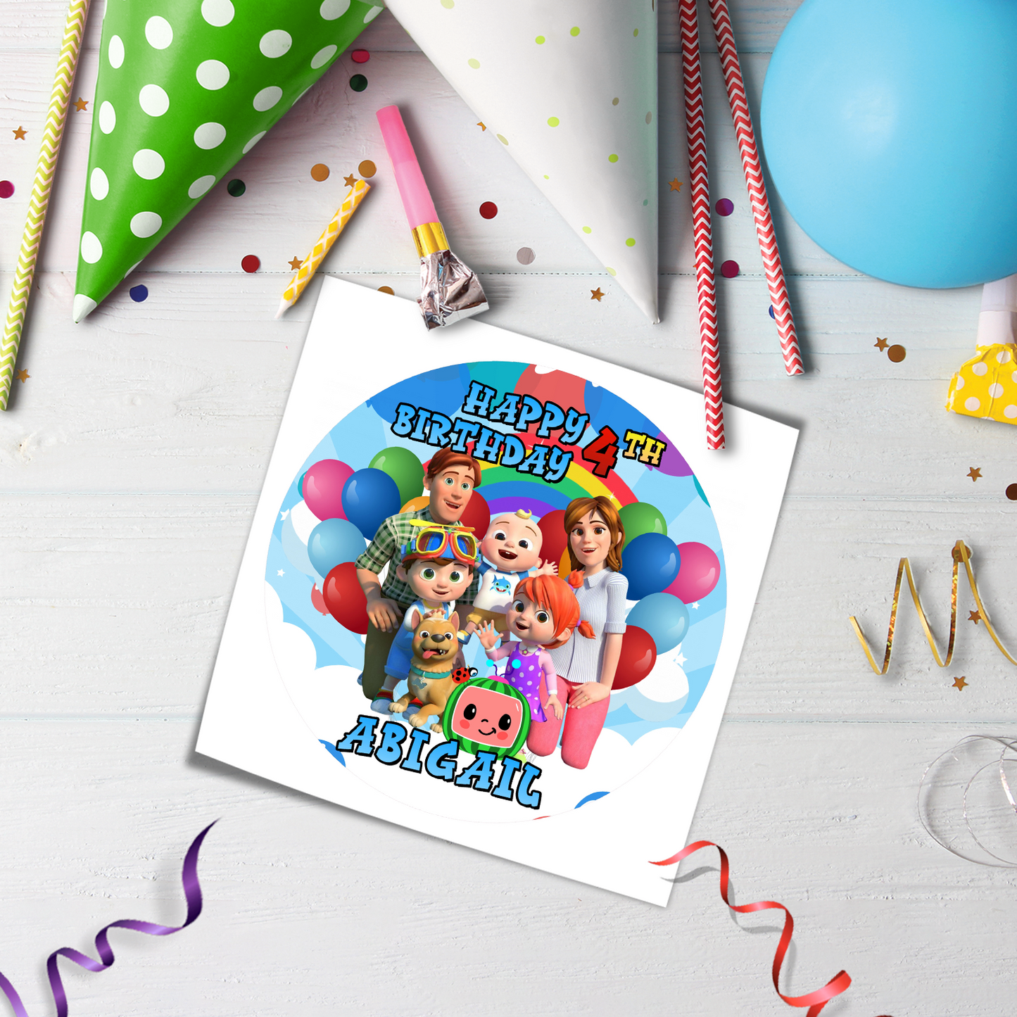 Coco Melon Birthday Decorations, Nursery Rhymes Party Supplies, Coco Melon Themed, Baby JJ, Yoyo, Tom Tom Digital Template, Editable Cocomelon Image SVG PNG