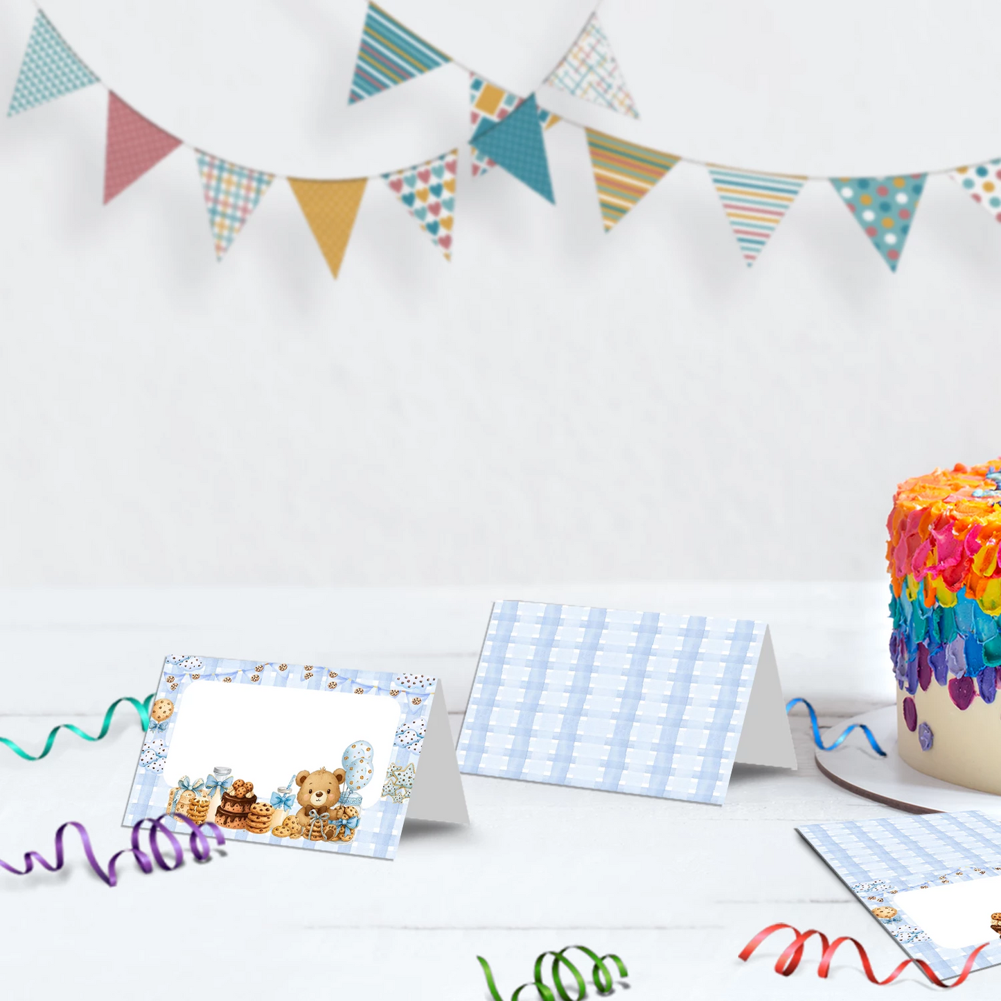 Cookies & Milk Birthday Decorations, Cookies & Bear Party Supplies, Baby Boy Birthday Themed, 1st Birthday Digital Template, Editable Cookies and Milk Image SVG PNG