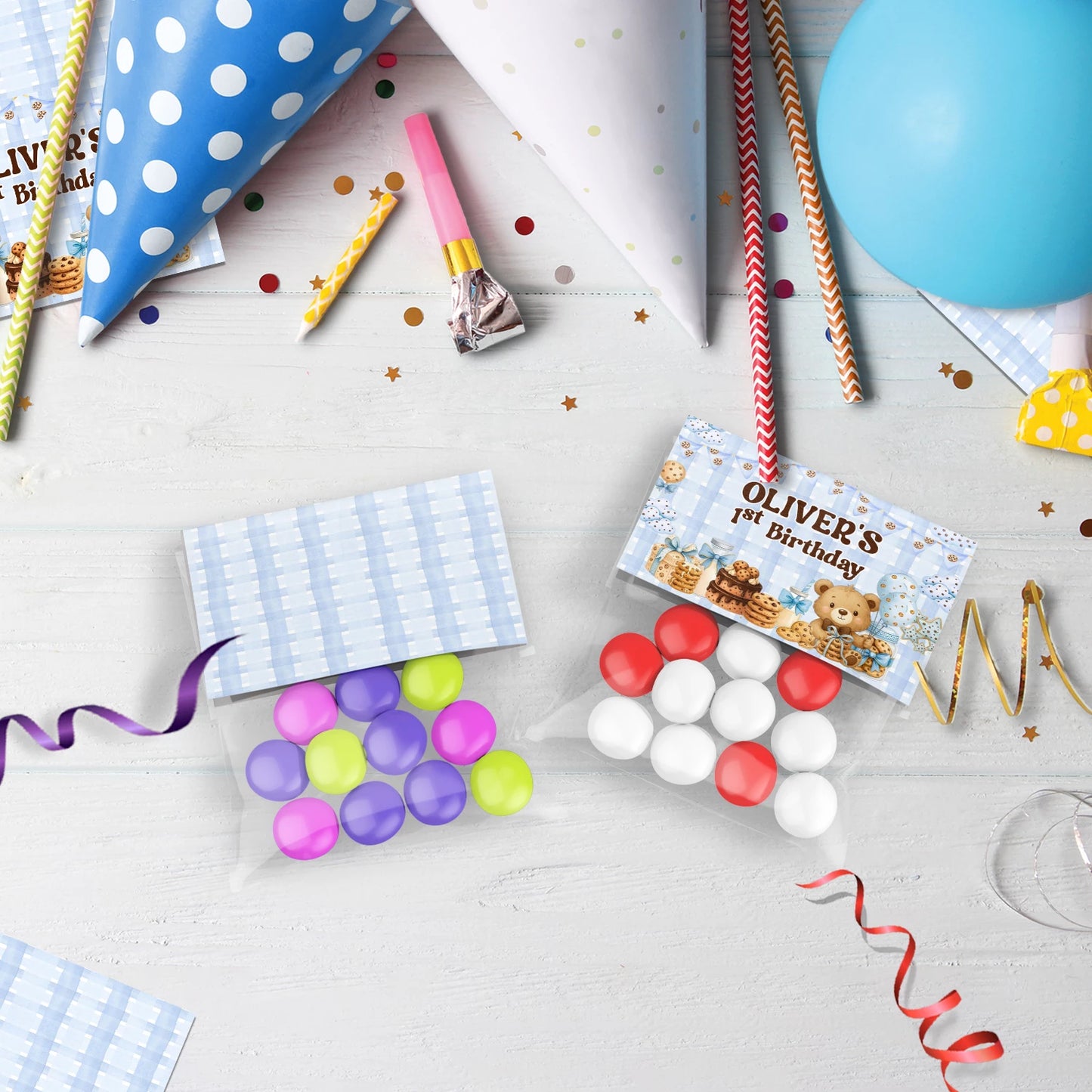 Cookies & Milk Birthday Decorations, Cookies & Bear Party Supplies, Baby Boy Birthday Themed, 1st Birthday Digital Template, Editable Cookies and Milk Image SVG PNG