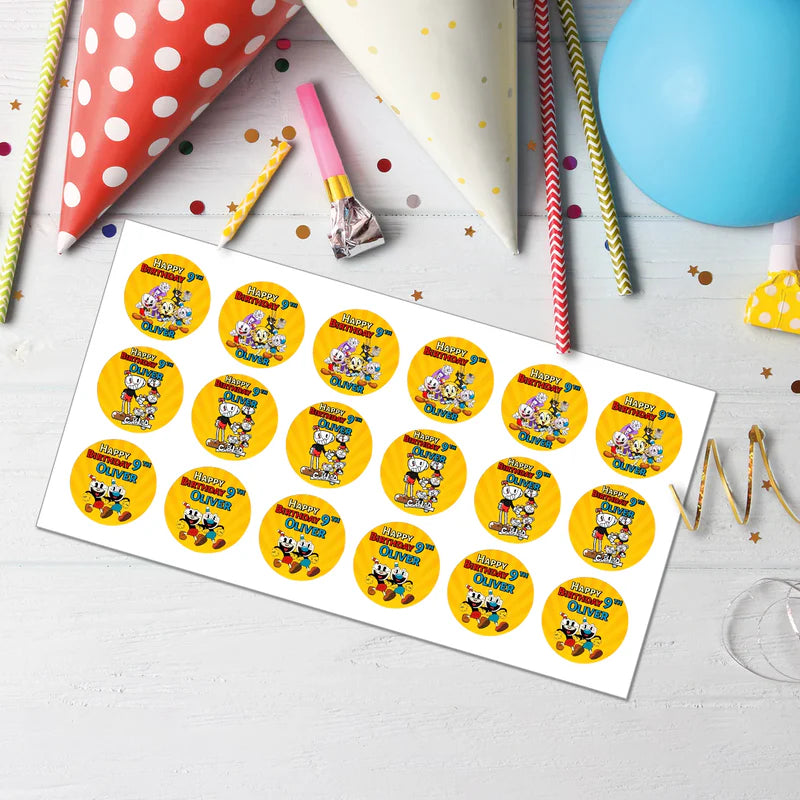 CUPHEAD Personalized Cupcake Toppers Cartoon Party Decorations