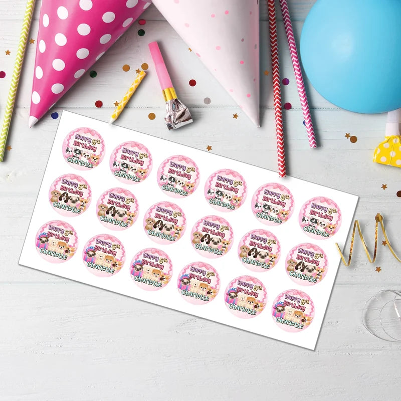 Puppy & Dog Personalized Cupcakes Toppers