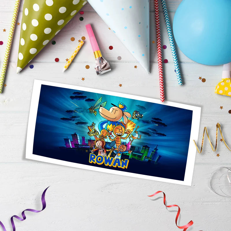 Dog Man Birthday Decorations, Funny cartoon Party Supplies, Superhero Dog Themed, Dogman Digital Template, Editable Dog Man Image SVG PNG