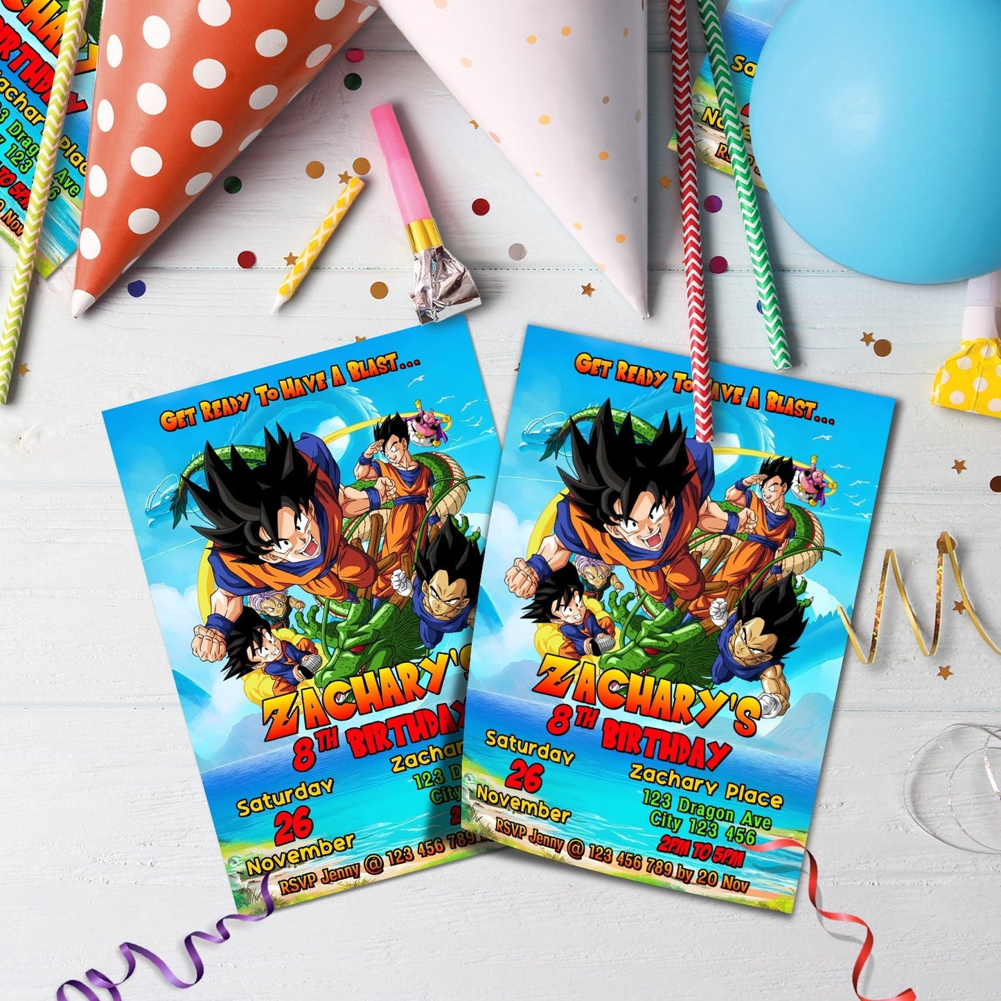Dragon Ball Birthday Decorations, Son Goku Party Supplies, Dragon Ball Anime Themed, Dragon Ball Son Goku Digital Template, Editable Dragon Ball Image SVG PNG