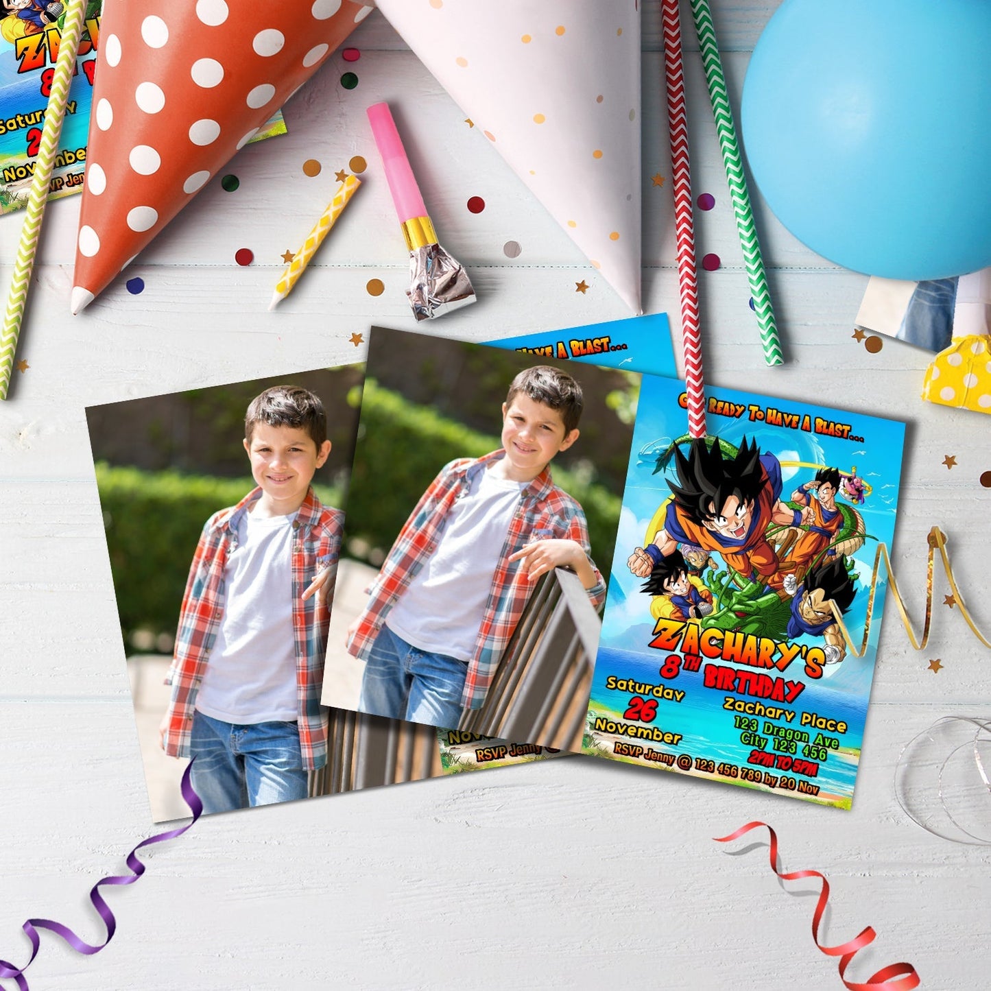 Dragon Ball Birthday Decorations, Son Goku Party Supplies, Dragon Ball Anime Themed, Dragon Ball Son Goku Digital Template, Editable Dragon Ball Image SVG PNG