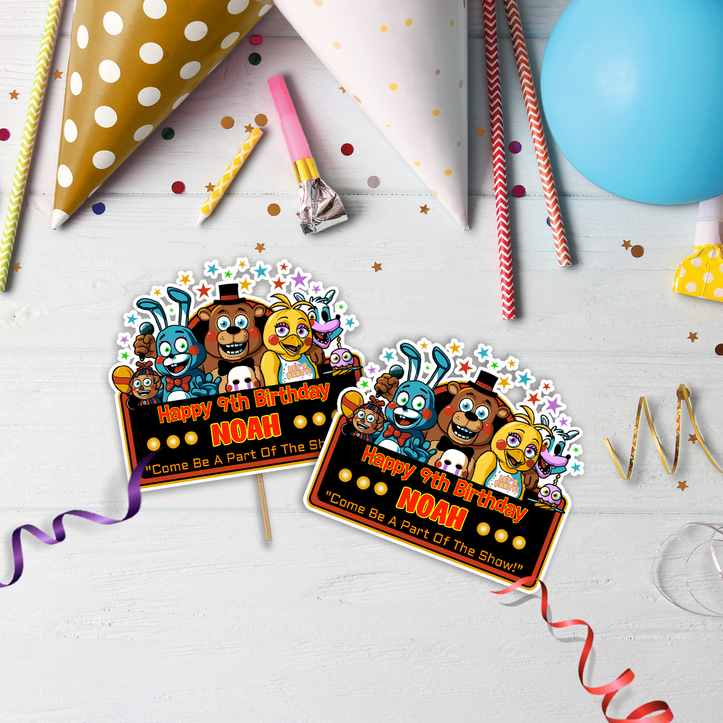 FNAF Birthday Decorations, FNAF Game Party Supplies, FNF vs FNAF Themed, FNAF Video Game Digital Template, Editable FNAF - Five Nights At Freddy's Image SVG PNG