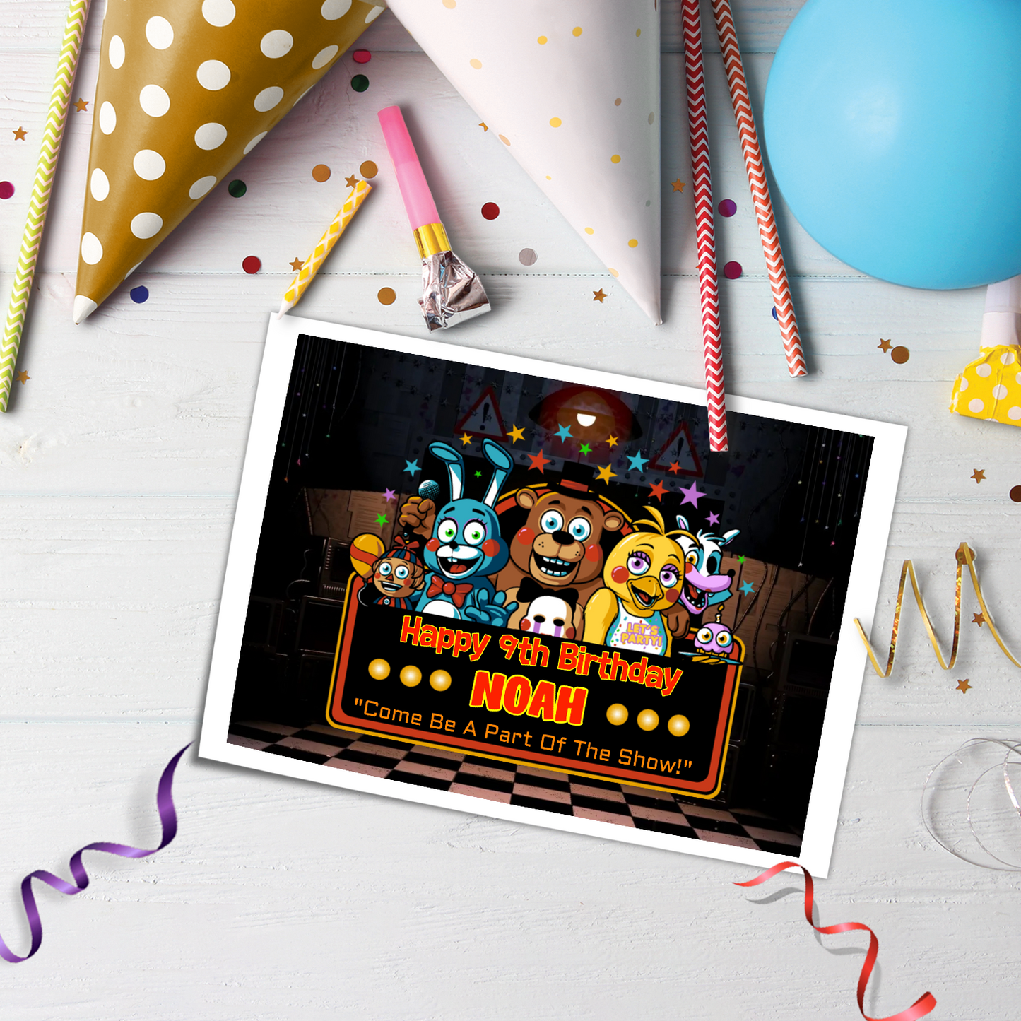 FNAF Birthday Decorations, FNAF Game Party Supplies, FNF vs FNAF Themed, FNAF Video Game Digital Template, Editable FNAF - Five Nights At Freddy's Image SVG PNG