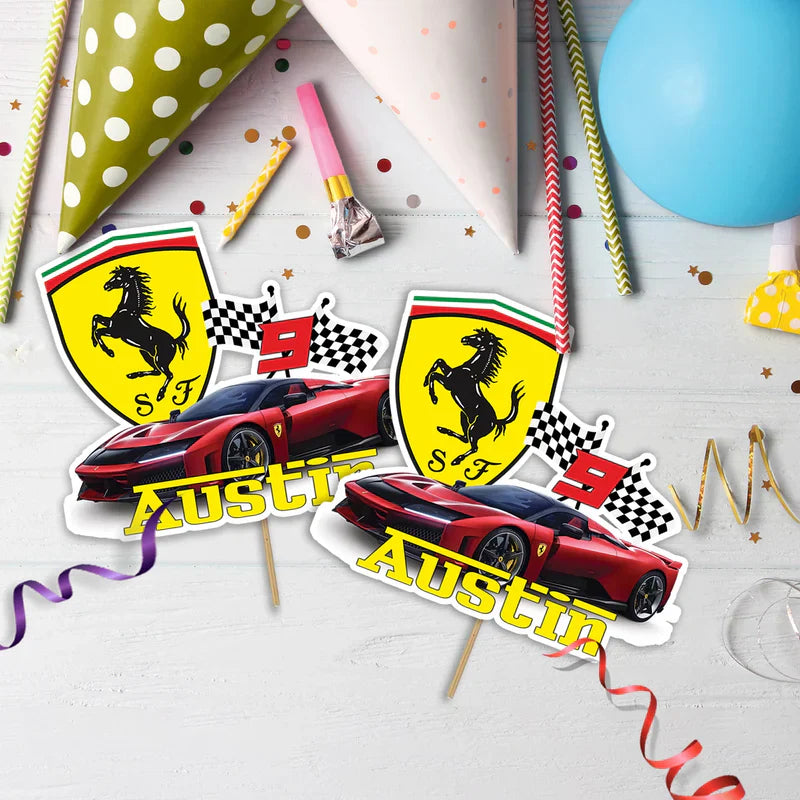 Ferrari Birthday Decorations, Red Ferrari Party Supplies, Sport Car Themed, Ferrari F1 Digital Template, Editable Ferrari Image SVG PNG