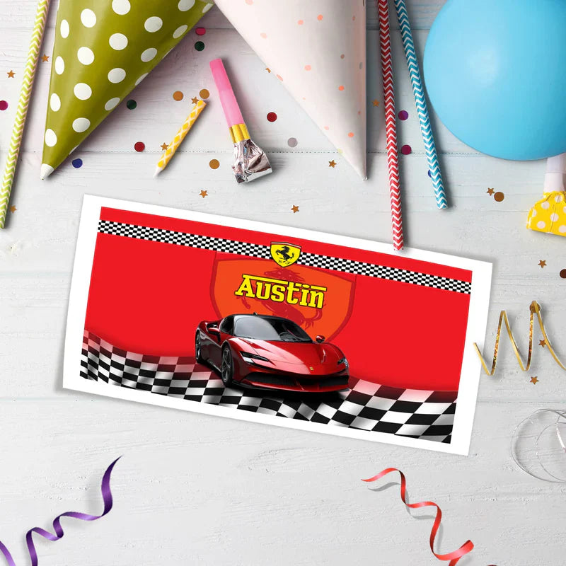 Ferrari Birthday Decorations, Red Ferrari Party Supplies, Sport Car Themed, Ferrari F1 Digital Template, Editable Ferrari Image SVG PNG