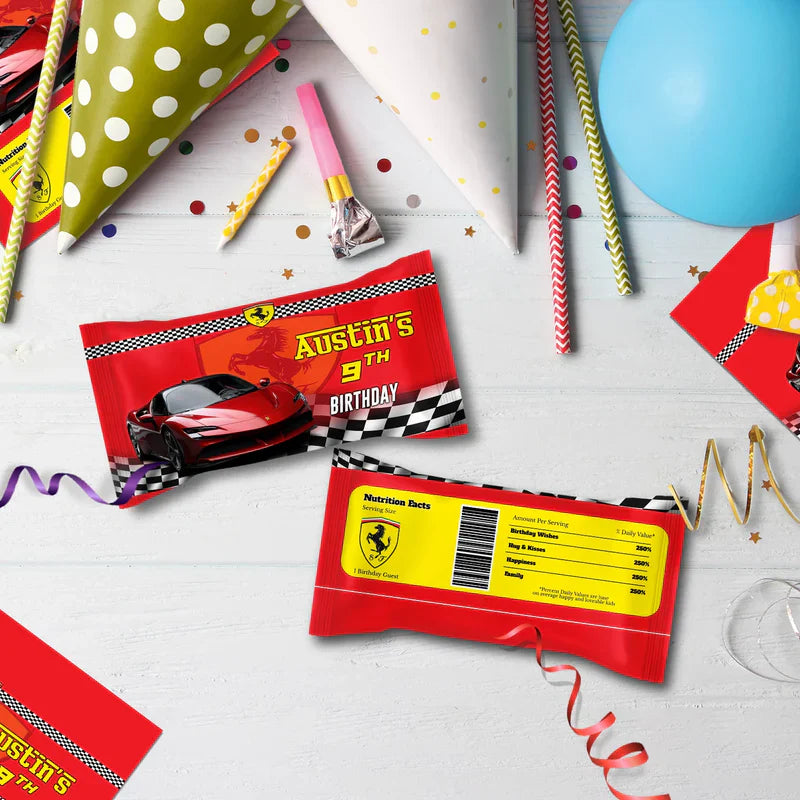 Ferrari Birthday Decorations, Red Ferrari Party Supplies, Sport Car Themed, Ferrari F1 Digital Template, Editable Ferrari Image SVG PNG