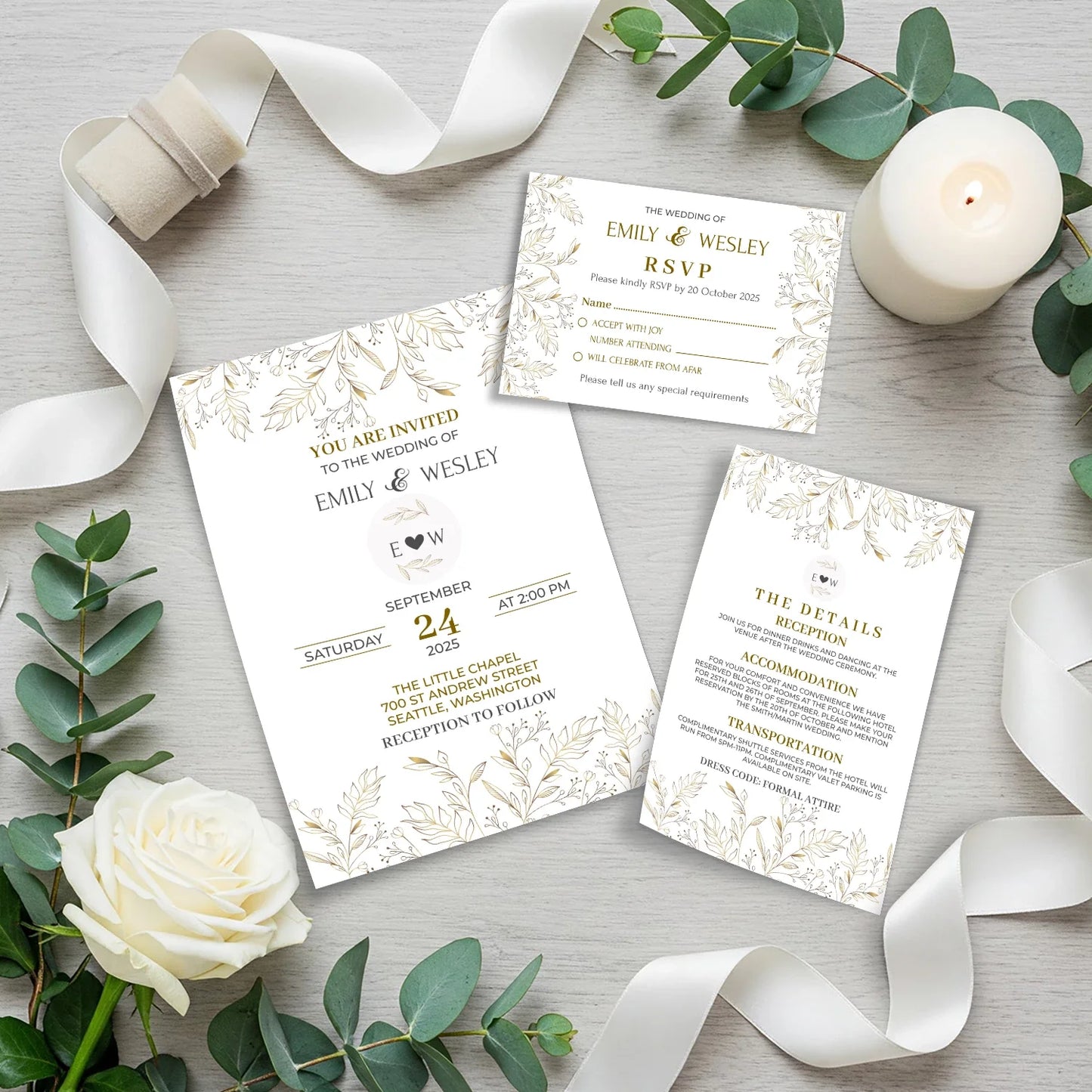 Gold Flower DIY Wedding, Gold Foil Wedding Party Supplies, Golden Flower Themed, Gold Wild Digital Template, Editable Gold Wild Flower Image SVG PNG