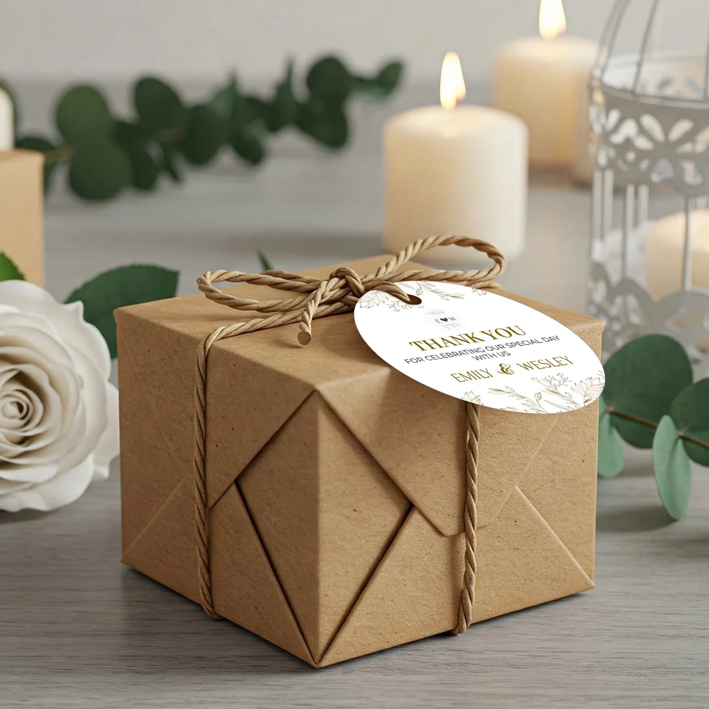 Gold Wild Flower DIY Wedding Gift Tags Personalized Favor Tags Elegant Floral Party Accessories