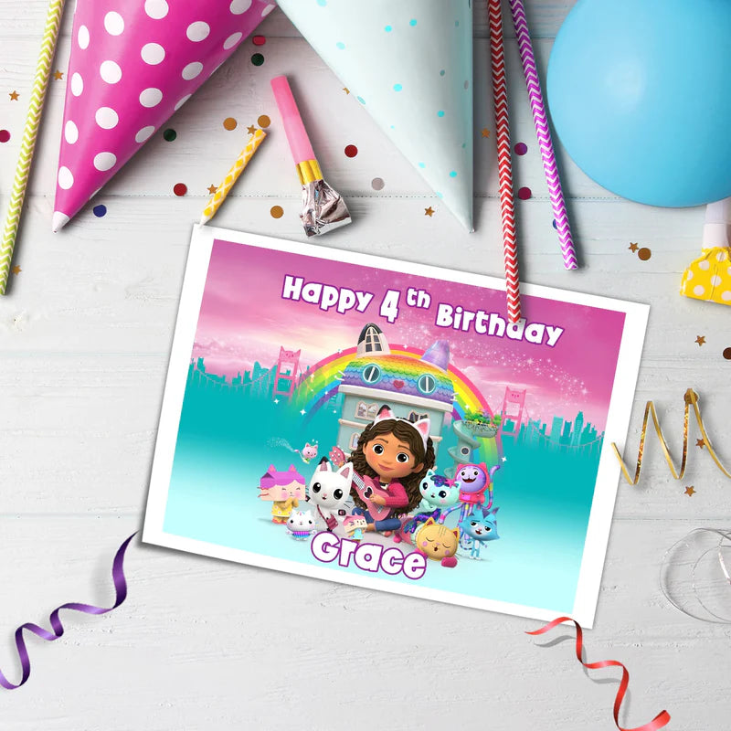 Gabbys Dollhouse Icing Sheet Cake Topper Images Custom Birthday Design