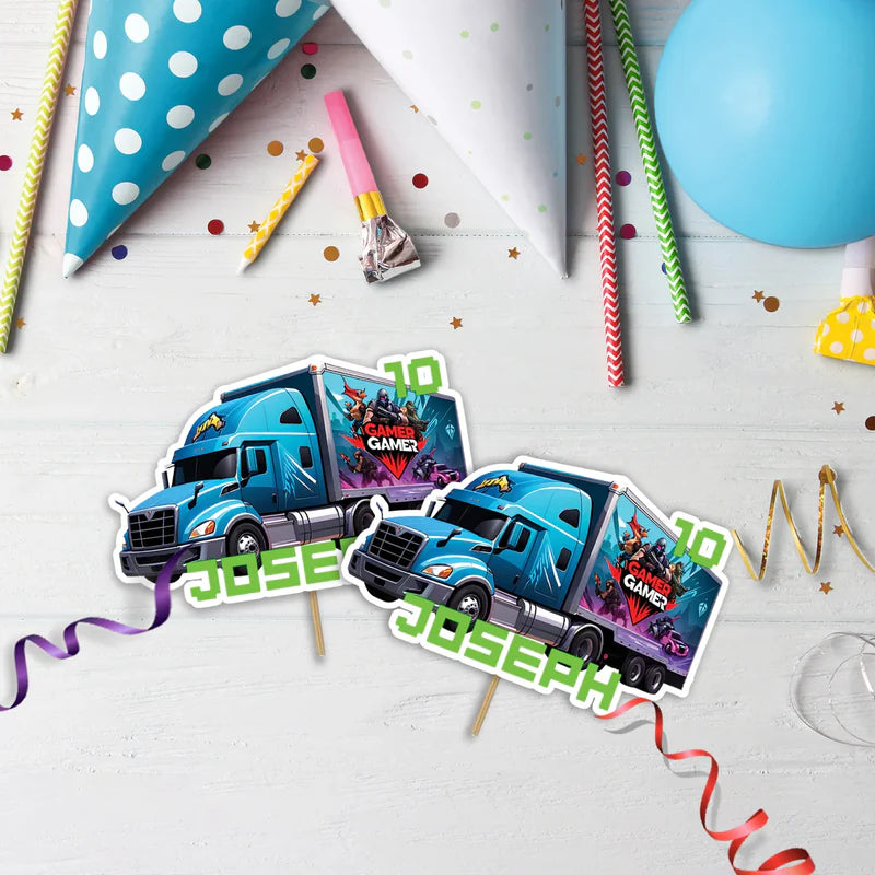 Game Truck Birthday Decorations, Video Games Party Supplies, VR Games Themed, VR Neon Digital Template, Editable Game Truck Image SVG PNG
