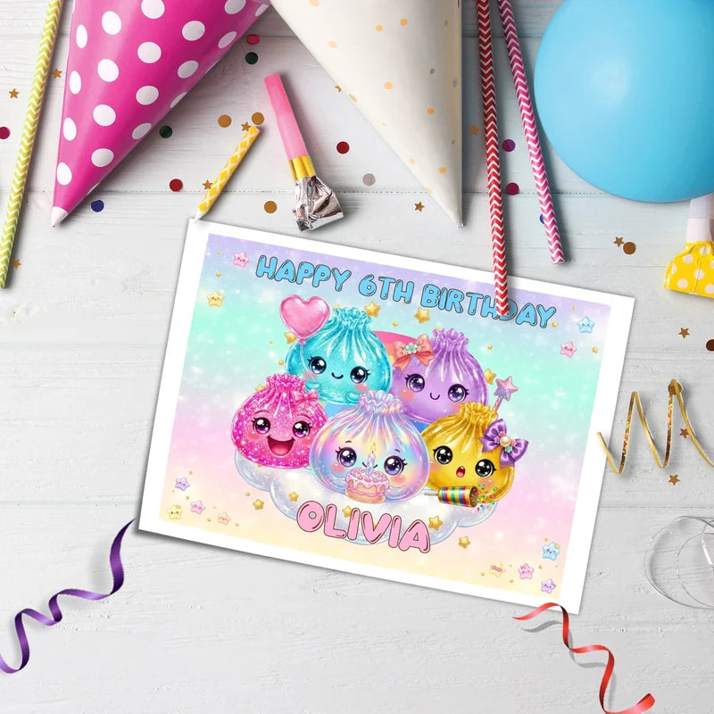 Glitter Dumpling Personalized Icing Sheet Cake Topper Images