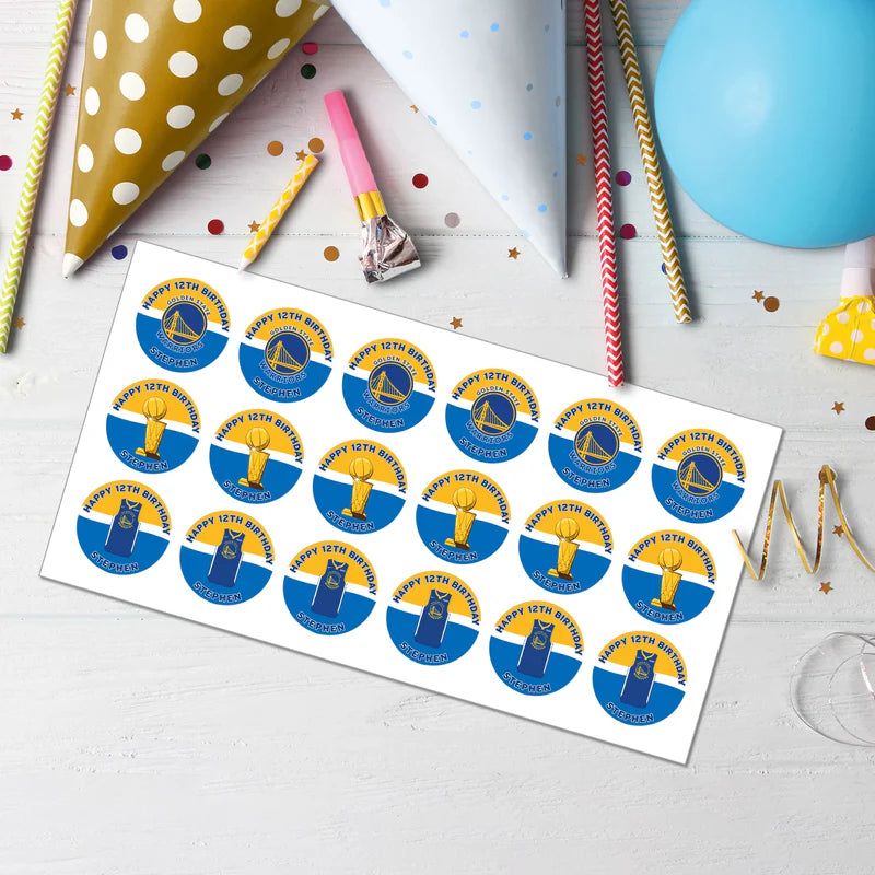 Golden State Warriors Cupcakes Toppers Personalized Decor