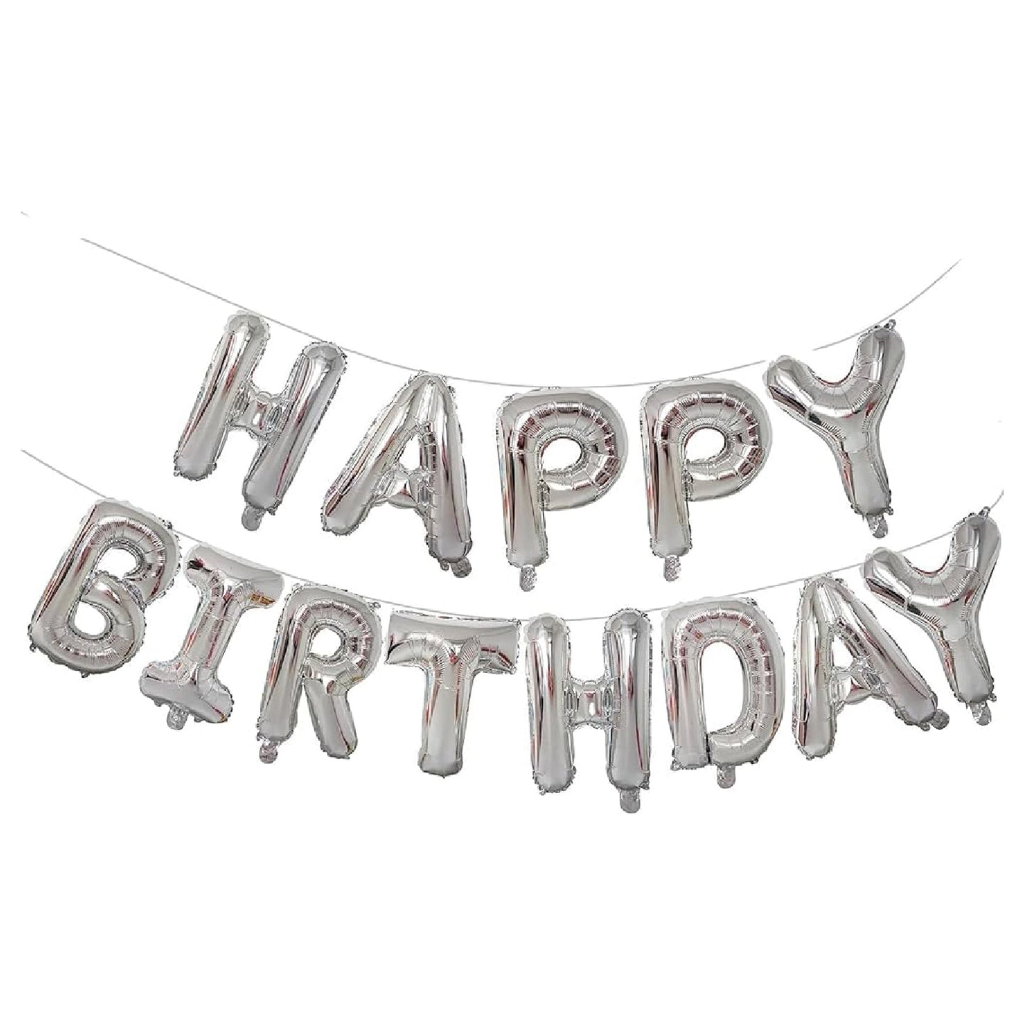 Happy Birthday Foil Balloon | Pack of 13 Letter, Silver