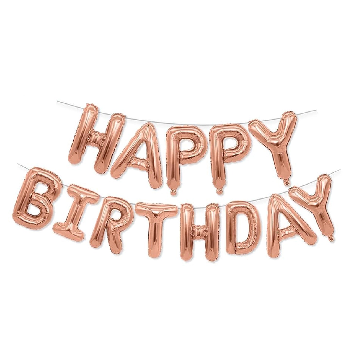 Happy Birthday Foil Balloon Banner Kit | Pack of 13 Letter, Rose Gold