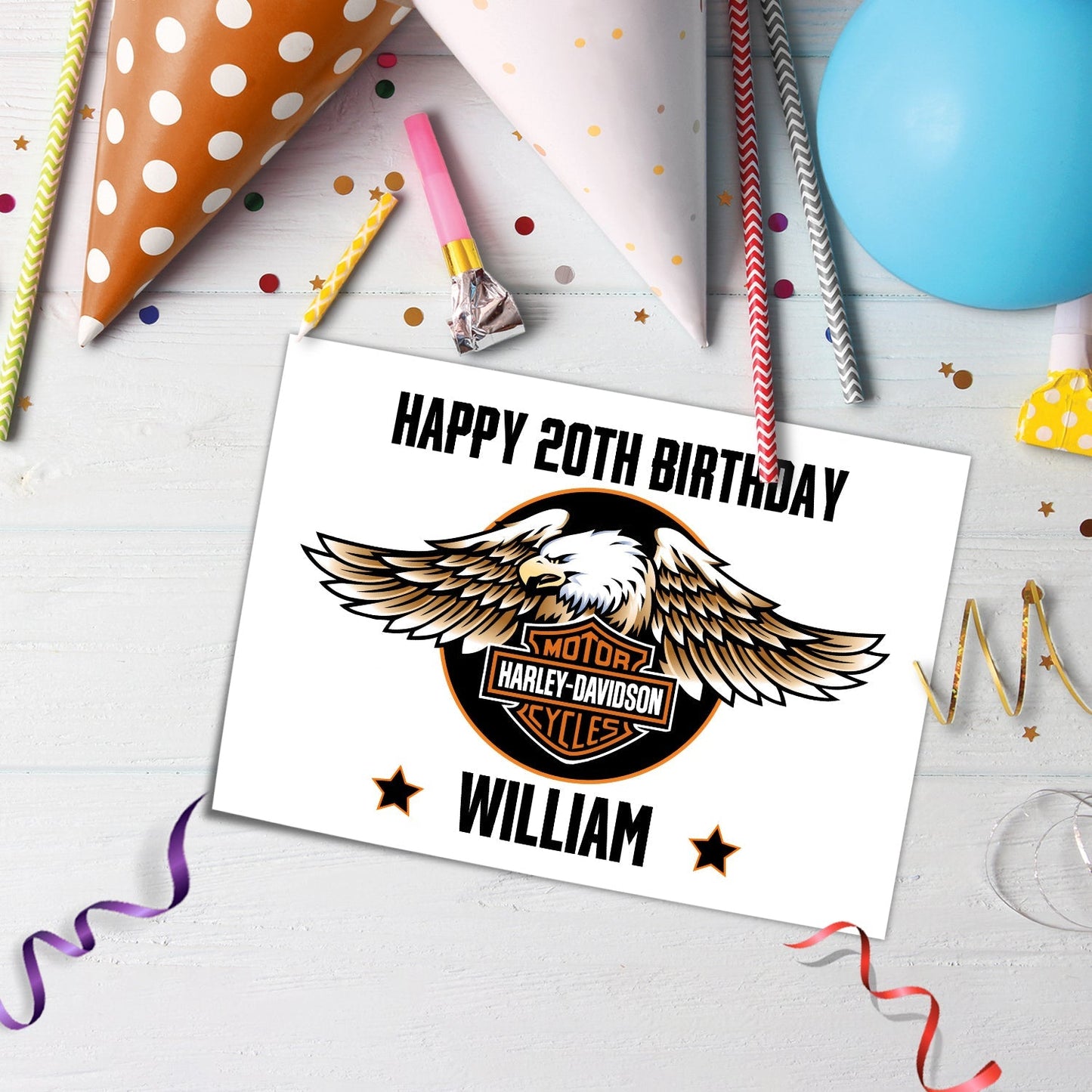 Harley Davidson Edible Sheet Cake Topper Custom Printable Cake Decoration