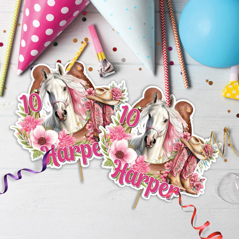 Horse Birthday Decorations, Cow girls Party Supplies, Horseshoe Themed, Horse Digital Template, Editable Horse Equestrian Image SVG PNG