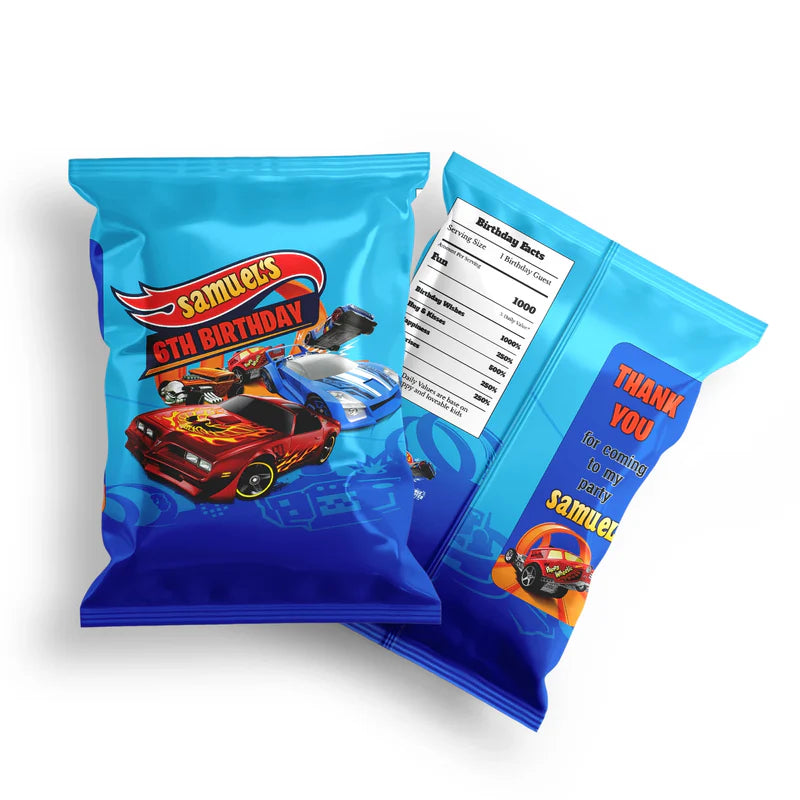 Hot Wheels Cars Chips Bag Label