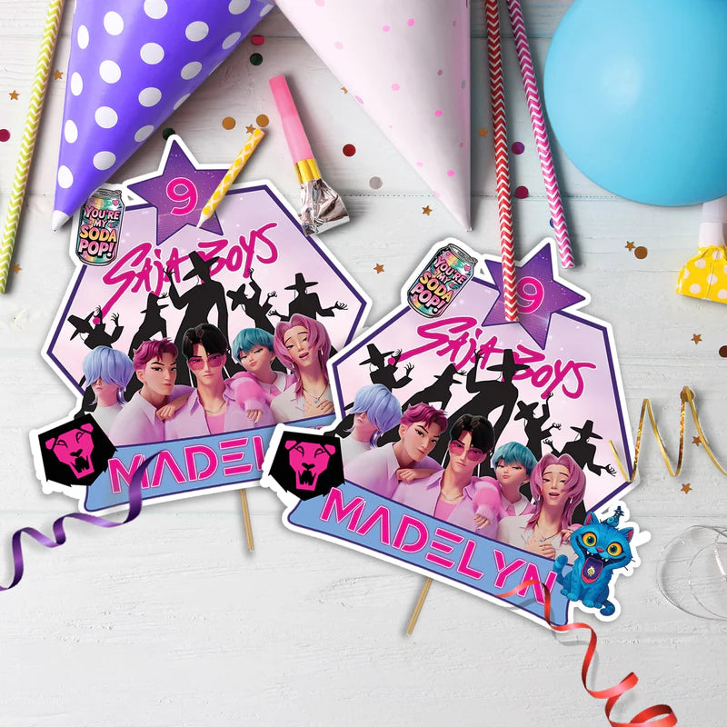 Saja Boys Birthday Decorations, Kpop Demon Hunters Party Supplies, Huntrix Themed, Huntrix Saja Boys Digital Template, Editable Huntrix vs Saja Boys Image SVG PNG