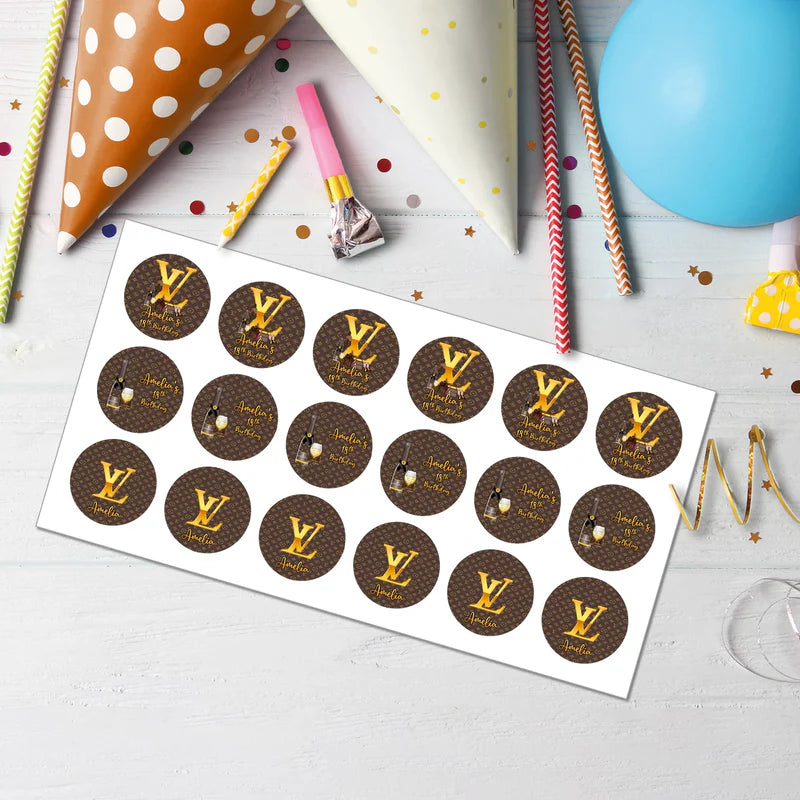 Louis Vuitton Inspired Cupcake Toppers Personalized Party Decoration