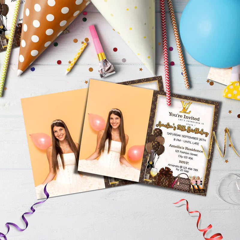 Louis Vuitton Inspired Birthday Decorations, LV Inspired Party Supplies, Louis Vuitton Inspired Themed, LV Style Inspired Digital Template, Editable Louis Vuitton Inspired Image SVG PNG