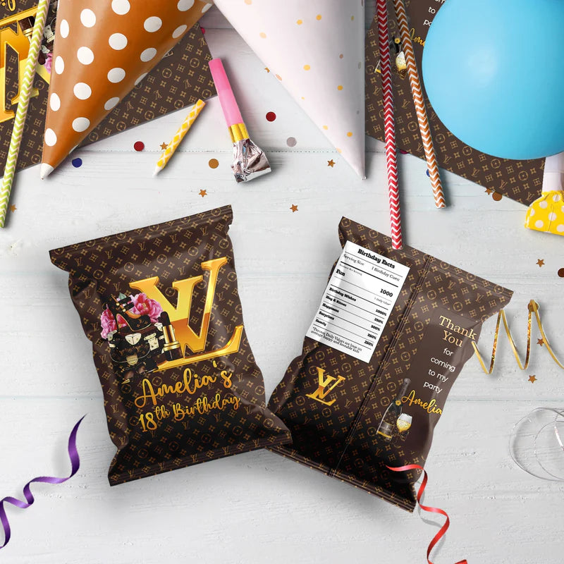 Louis Vuitton Inspired Birthday Decorations, LV Inspired Party Supplies, Louis Vuitton Inspired Themed, LV Style Inspired Digital Template, Editable Louis Vuitton Inspired Image SVG PNG