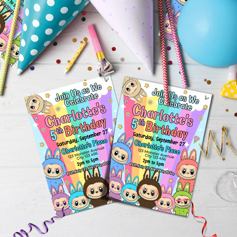 Labubu the monsters Birthday Decorations, Labubu Party Supplies, Labubu Themed, Labubu Digital Template, Editable Labubu Image SVG PNG