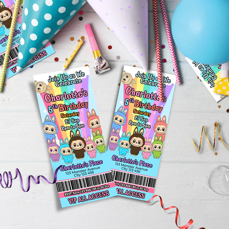 Labubu the monsters Birthday Decorations, Labubu Party Supplies, Labubu Themed, Labubu Digital Template, Editable Labubu Image SVG PNG