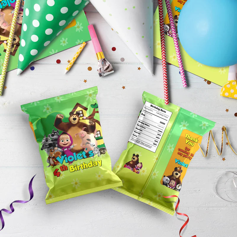 Masha and the Bear Birthday Decorations, Masha Party Supplies, Masha Themed, Masha Digital Template, Editable Masha and the Bear Image SVG PNG