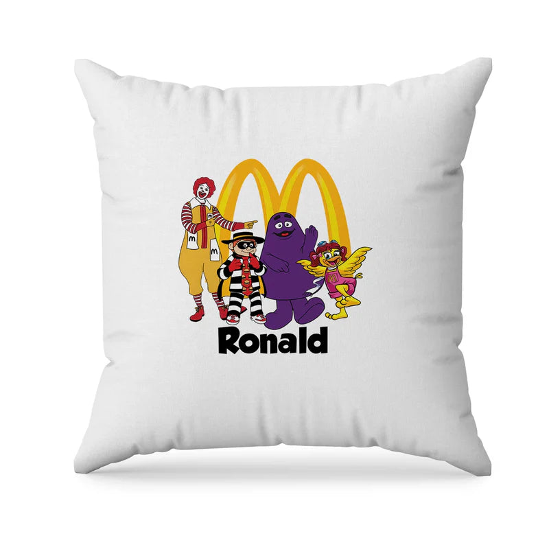 McDonalds pillowcase with bold fast food theme and custom name on soft white fabric