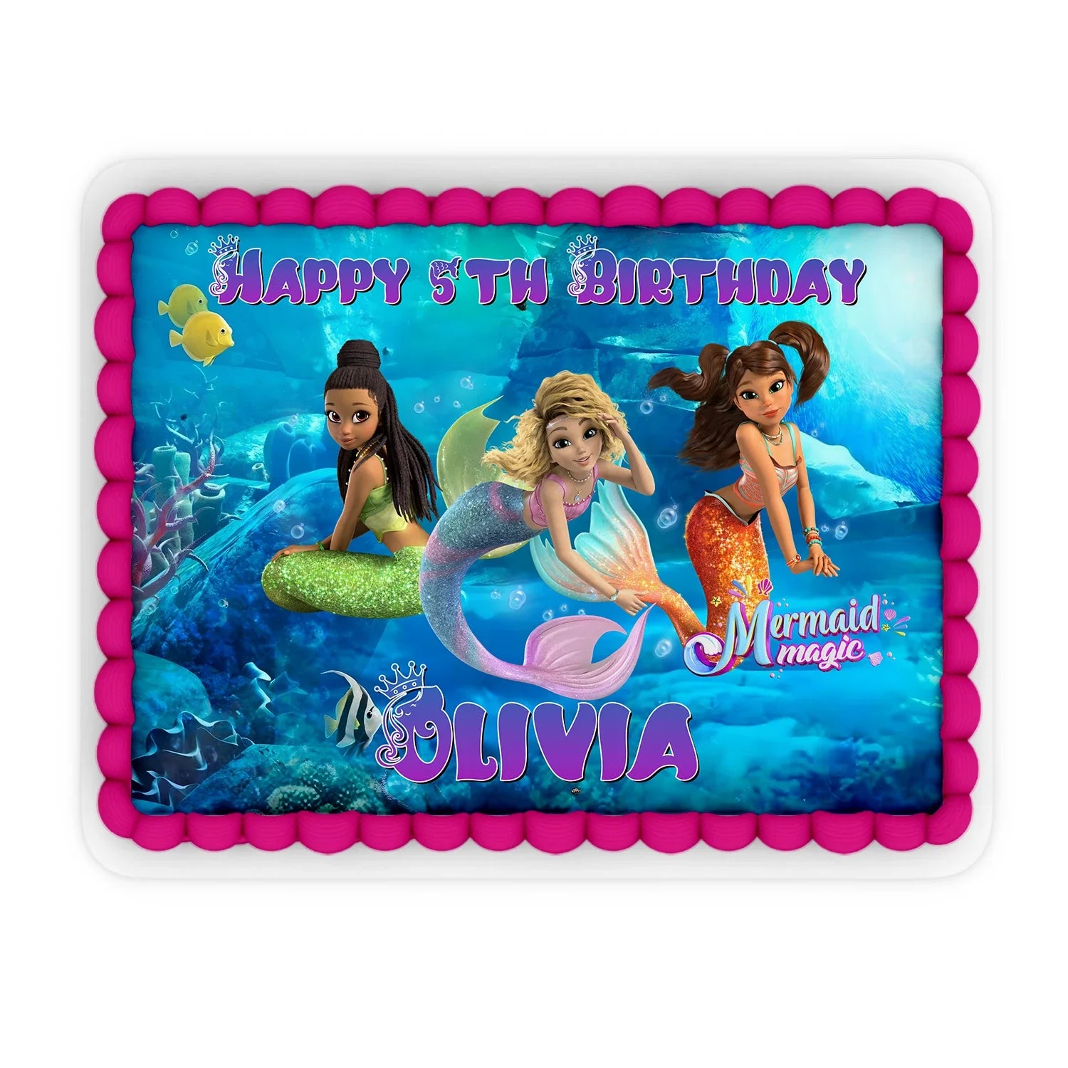 Mermaid Magic Personalized Edible Sheet Cake Topper Custom