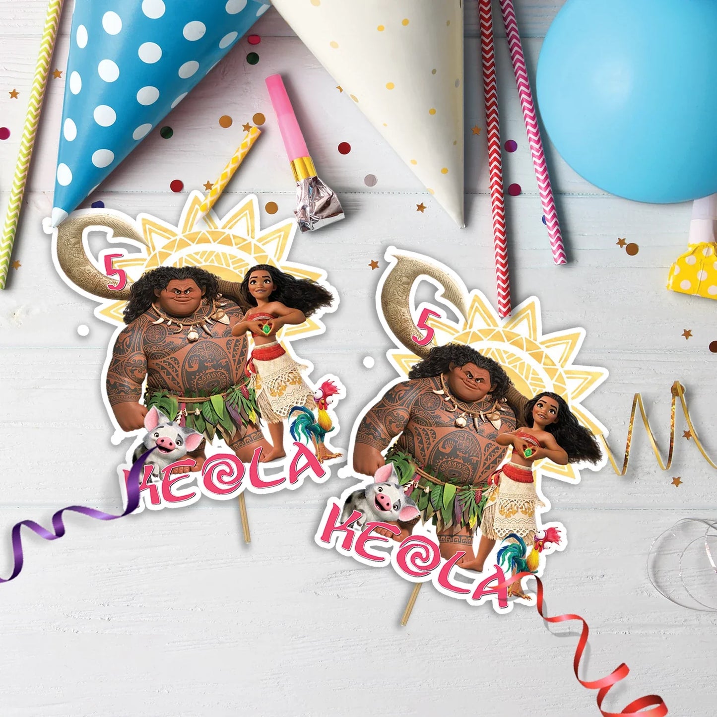 Moana Birthday Decorations, Polynesian Girl Moana Party Supplies, Moana & Maui Themed, Moana 2 Digital Template, Editable Moana 2 Image SVG PNG
