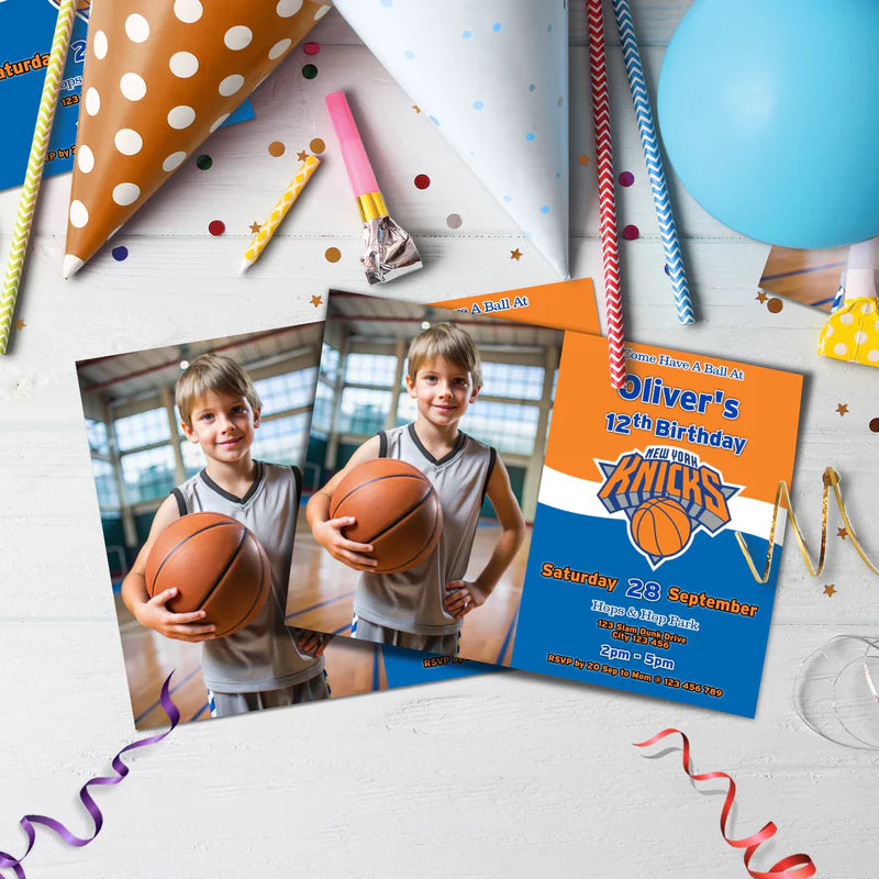 New York Knicks Birthday Decorations, NBA Team Party Supplies, NBA Basketball Team Themed, NewYork Knicks Digital Template, Editable New York Knicks Image SVG PNG