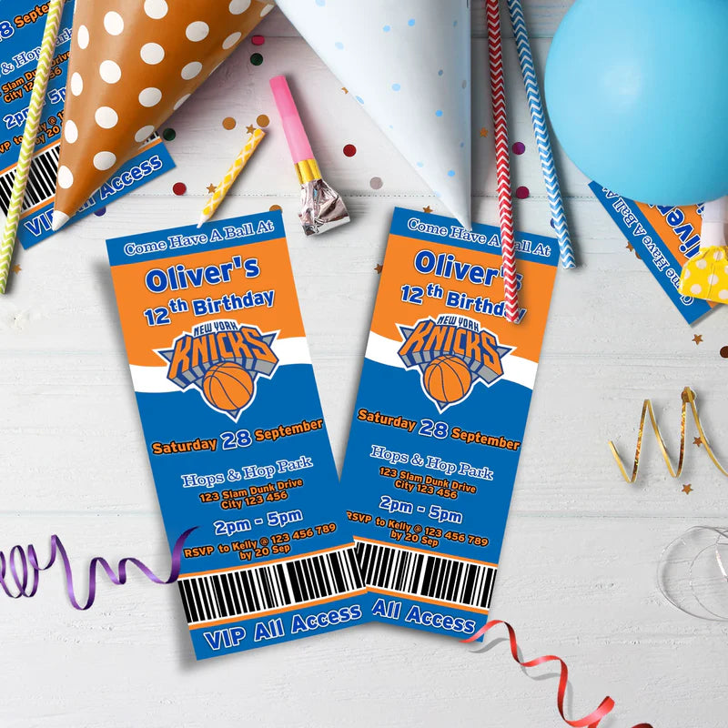 New York Knicks Birthday Decorations, NBA Team Party Supplies, NBA Basketball Team Themed, NewYork Knicks Digital Template, Editable New York Knicks Image SVG PNG