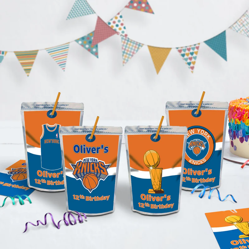 New York Knicks Birthday Decorations, NBA Team Party Supplies, NBA Basketball Team Themed, NewYork Knicks Digital Template, Editable New York Knicks Image SVG PNG